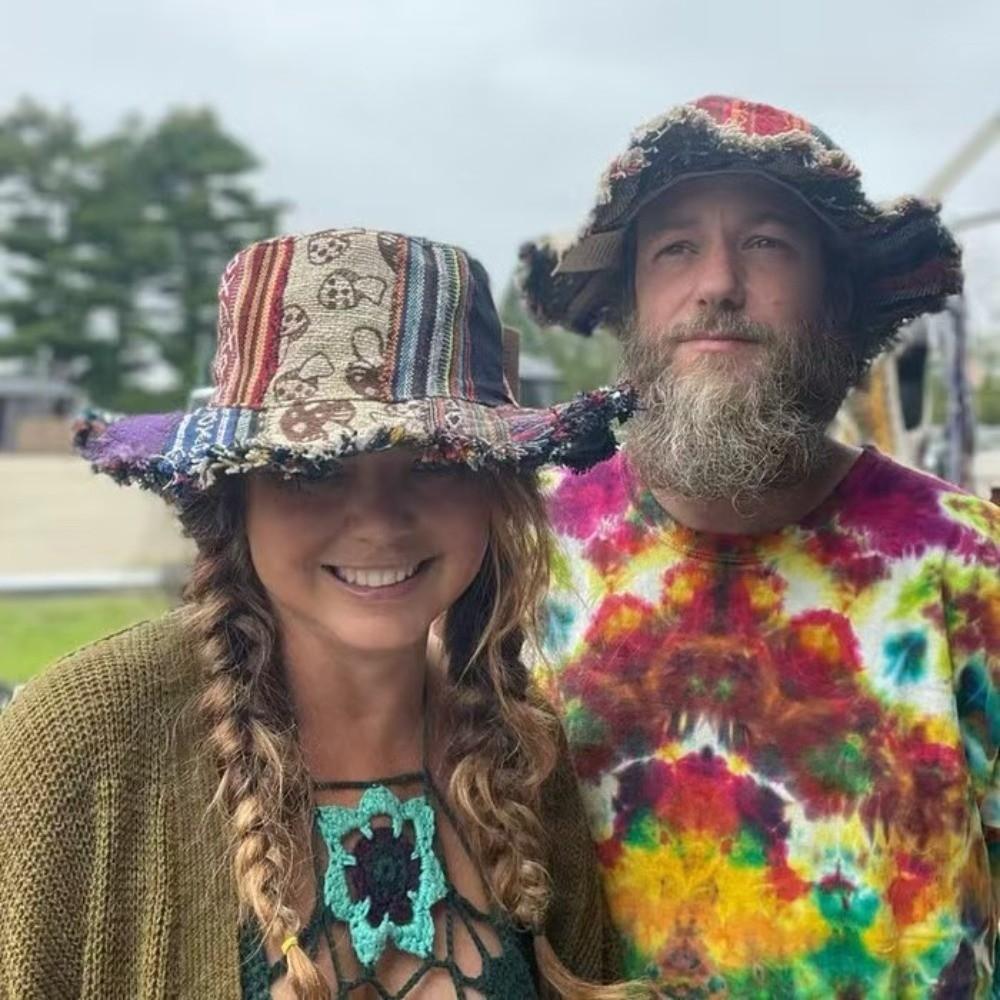 Patchwork Fedorahats with Hidden Hippie Mushroom Straw Cap Creativity PocketPatchworks Hats