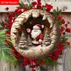 Wooden Christmas Sign with Santa Claus Pattern - Navidad Round Sign for Christmas Tree, Front Door, Wall Decor - Ideal Christmas Decoration
