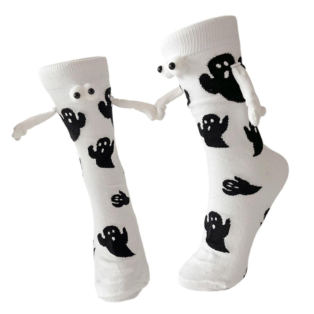 Interactive Halloween Friendship Socks Magnetic Closure Design Neutral Style Soft Polyester Costume Socks