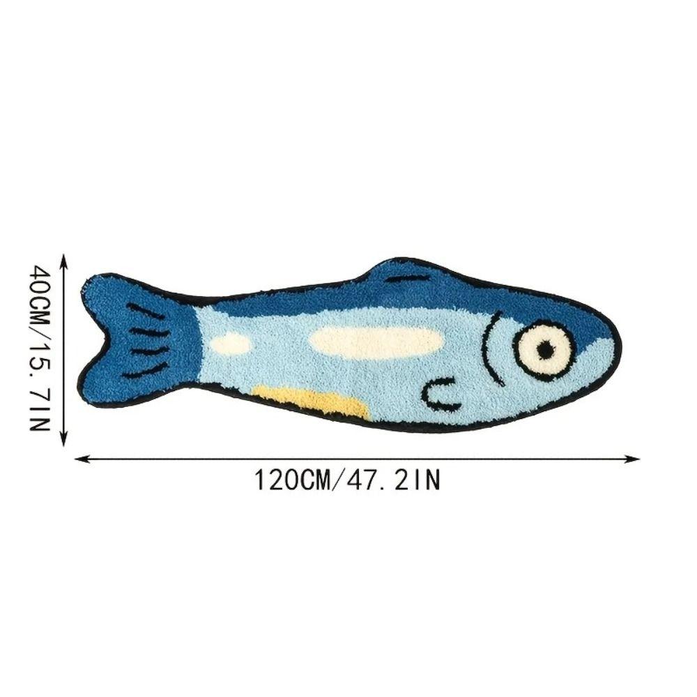 New Non-Slip Home Decor Rugs Fish Shape Creative Design Cartoon Salmon Rug Cute Material Decorative Floor Mat Coffee Table