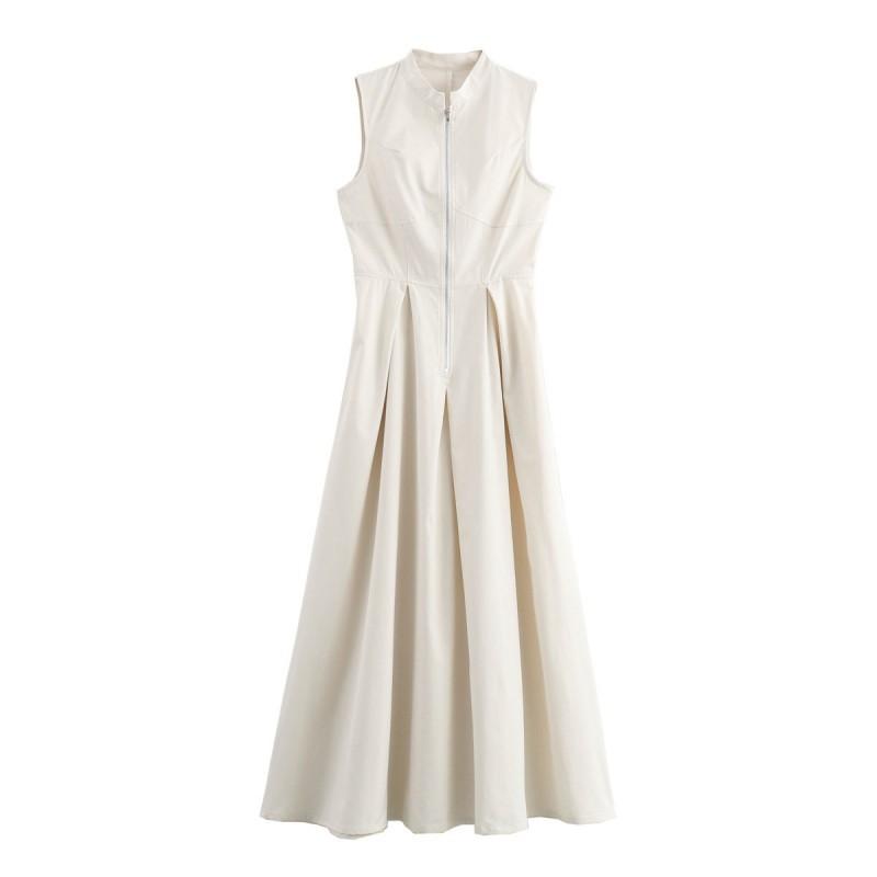 European American Women s Clothing Summer Fashionable Sleeveless Zipper Long Dress S
