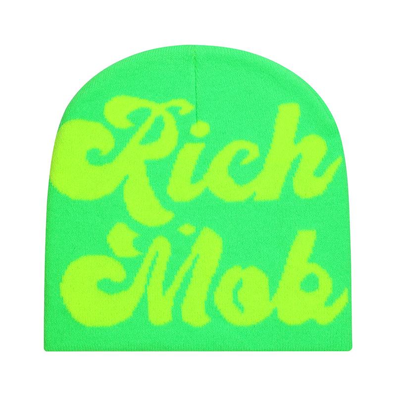 

Ins Style Winter Jacquard Knit Wool Beanie: Warm, Fashionable Streetwear Hat 22*24cm флуоресцентный зеленый/зелёный