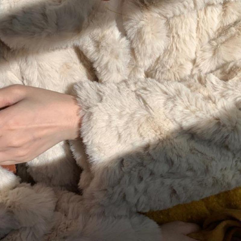 Winter new lamb plush imitation fur coat women's medium and long thin thickened imitation rabbit fur coat