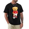 Cute Teddy Teddy Bear In Soccer Player T Shirt Harajuku Short Sleeve T-shirt 100% Cotton Graphics Tshirt Tops