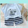 Childrens Summer Cartoon Hoodie And Shorts Set With Soft Cotton For Kids