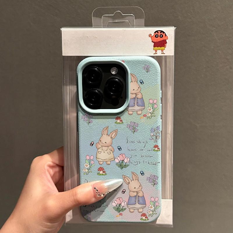Applicable To Apple 16promax Mobile Phone Case Iphone12 Premium 15pro Leather Pattern 13 Rabbit 14 Cartoon