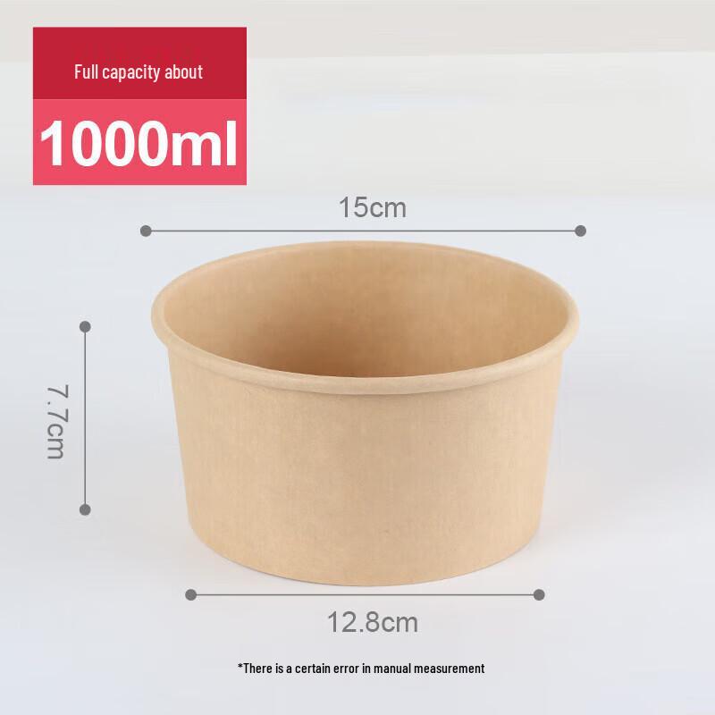Papabe 1000ml Engångs Kraftpappers Salladsskål med Lock (600 st)
