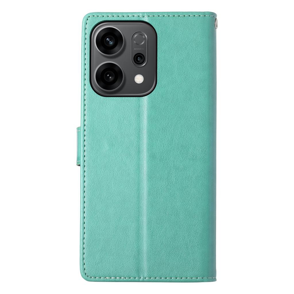 Per Oppo Reno14 5G (Globale) Custodia Portafoglio Impronta Floreale Farfalla Pelle PU Copertura Telefono con Cinturino da Polso