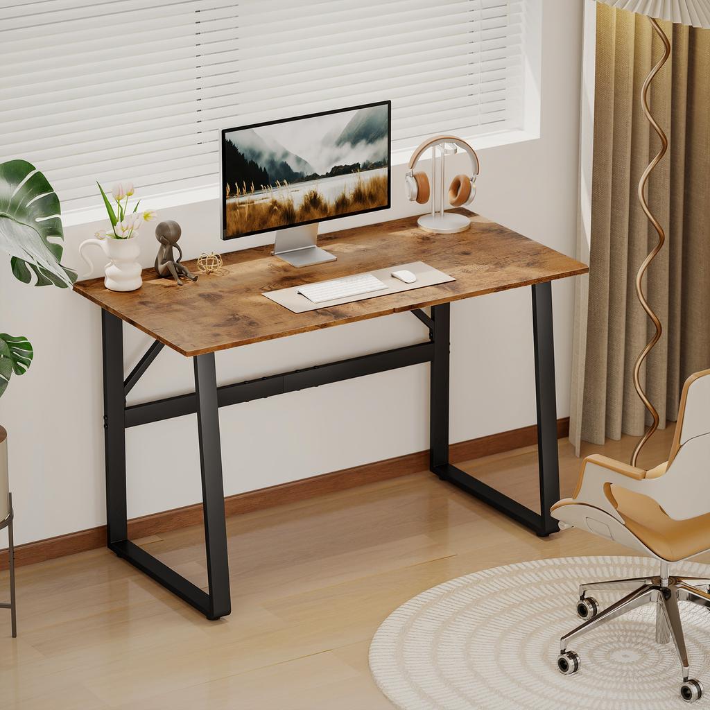 Computer Desk, 120 cm, Adjustable Legs, Rustic Brown