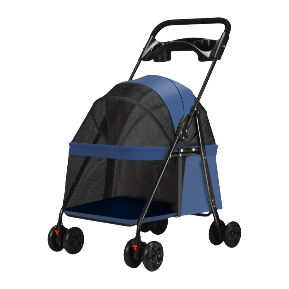 Dog Stroller Foldable Pet Stroller 4 Wheels Dog & Cat Pet Trolley Carrier Steel Frame Compact Pet Push Cart City Walks