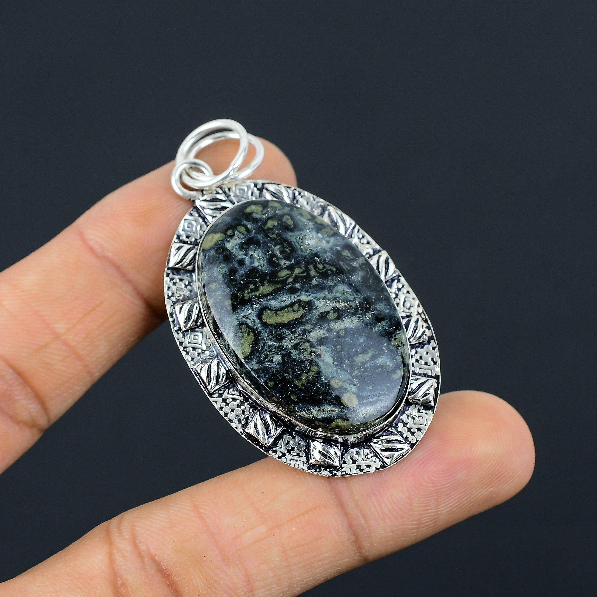 

925 Silver Natural Kambaba Jasper Mother Engagement Birthday Handcrafted Pendant