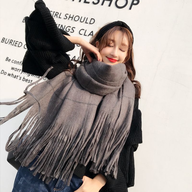 Womens Fall Winter Scarf Fashion Tassel Soft Warm Blanket Scarves Thick Soft Womens Shawl Wraps