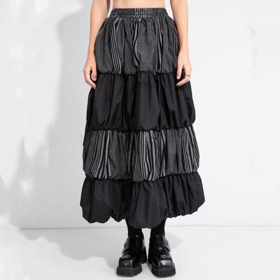 Faldas largas holgadas informales vintage de cintura alta de talla grande para primavera y otoño para mujer