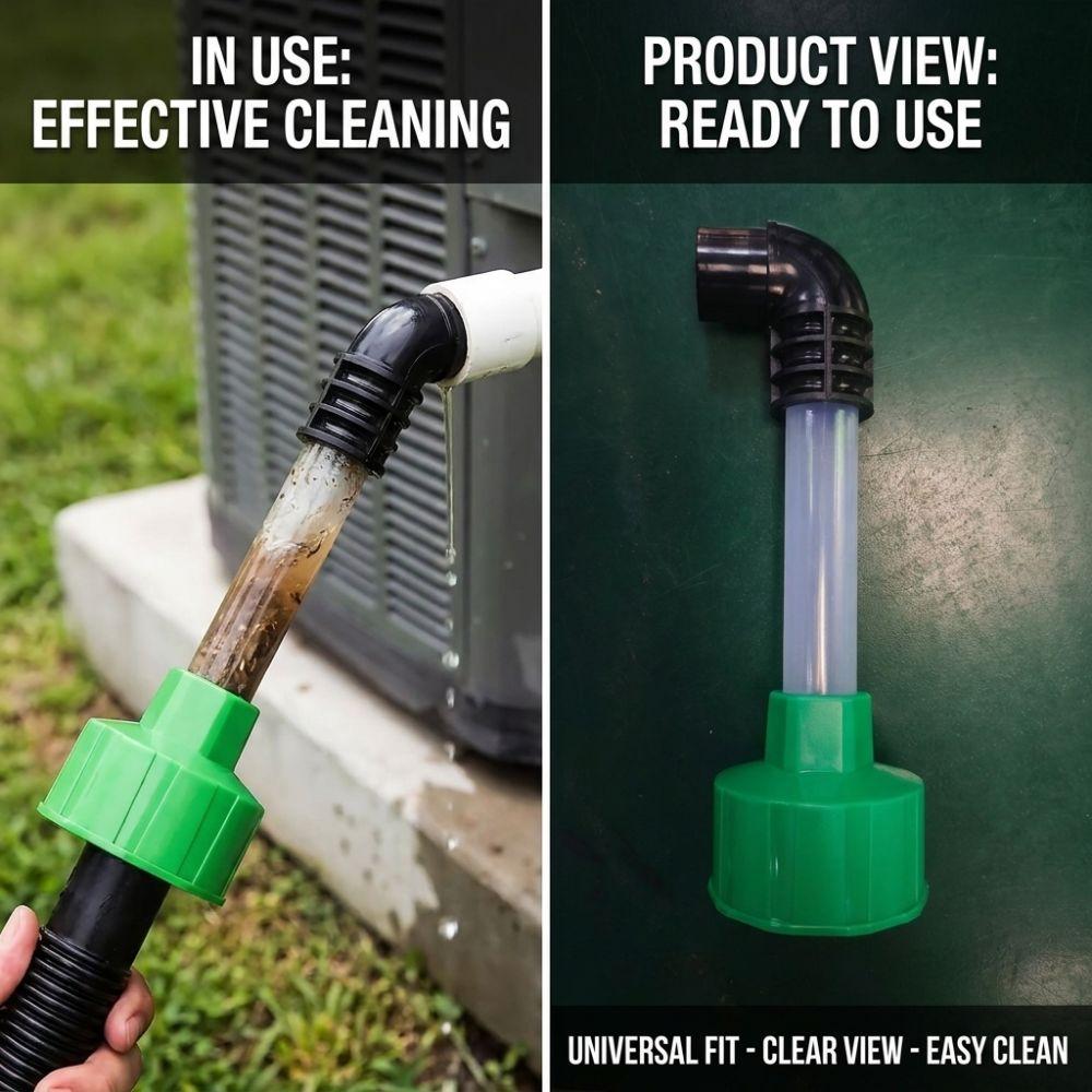 Plastic AC Condensate Drain Unclogger Universal Vacuum Unclog Connector Tool Cooling System