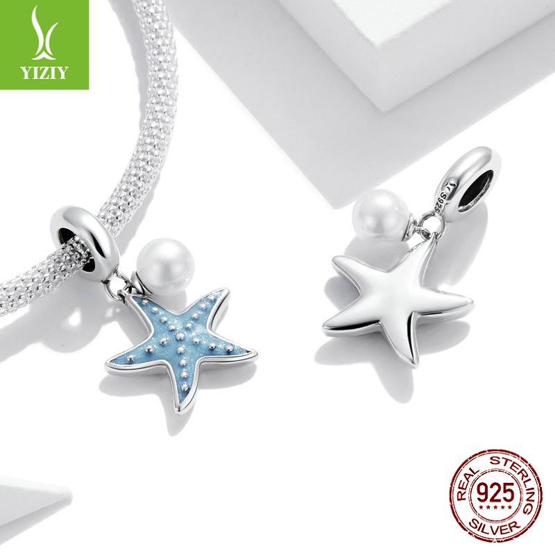 Dripping Blue Starfish Pearl Pendant, Summer Fresh Diy Jewelry Accessories Scc1807