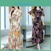 Summer Floral Dress With Polyester Fabric And High Waist For Women