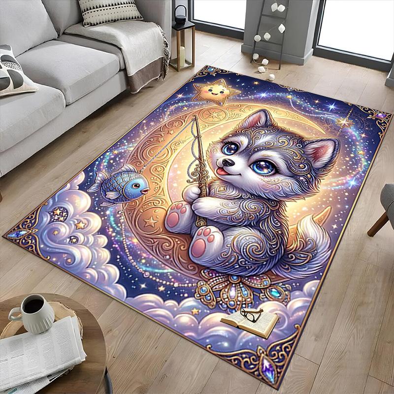 1PC Moon Starry Night Non-Slip Floor Carpet Compatible for Office&Living Room&Bedroom&Dining room - Soft & Pattern-G0400