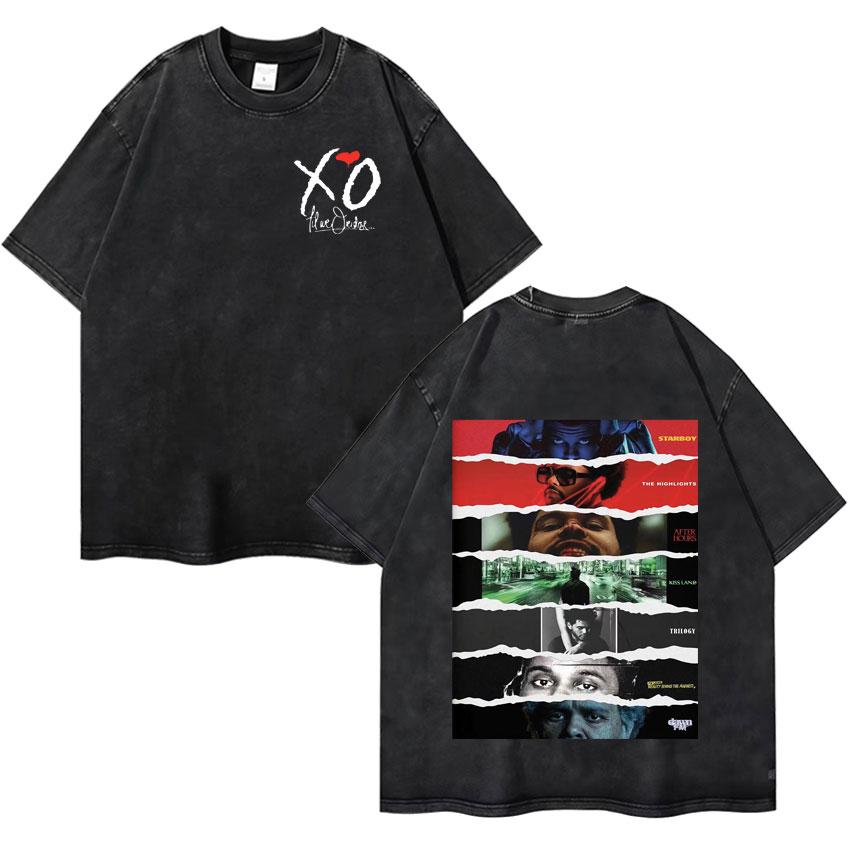 

Singer The Weeknd Vintage Washed Oversized T Shirt Unisexs Womens High Quality Short Sleeve TShirts Aesthetic Summer Cozy Tshrits S