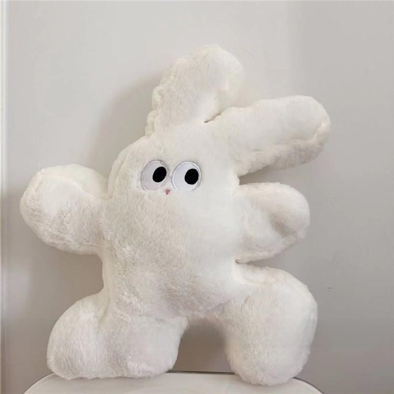 

Cartoon Bunny Embroidered Plush Lumbar Pillow For Home Office And Sofa Comfort білий
