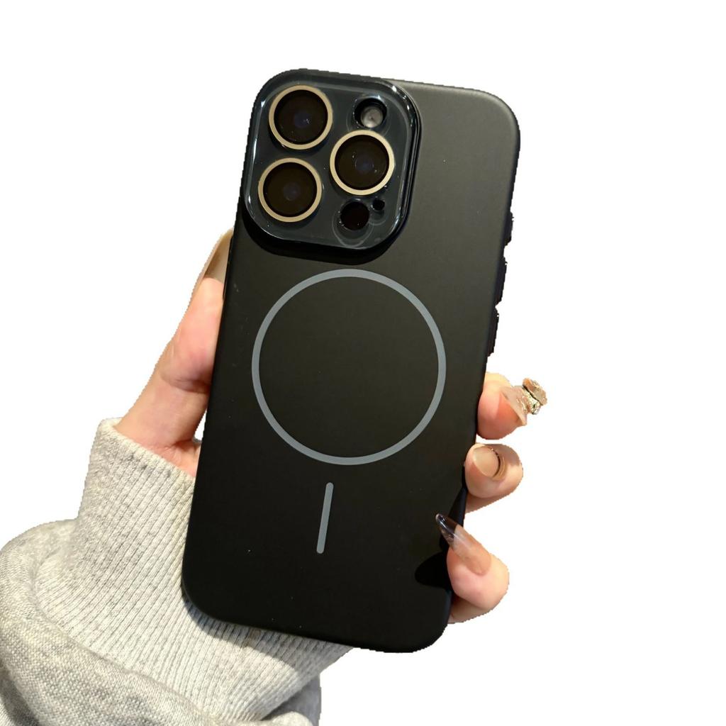 Applicable To IPhone 16 Soft Matte Skin Feeling Thin Circle Magnetic Suction Phone Case Apple 15 Crystal Lens Film Protection Case