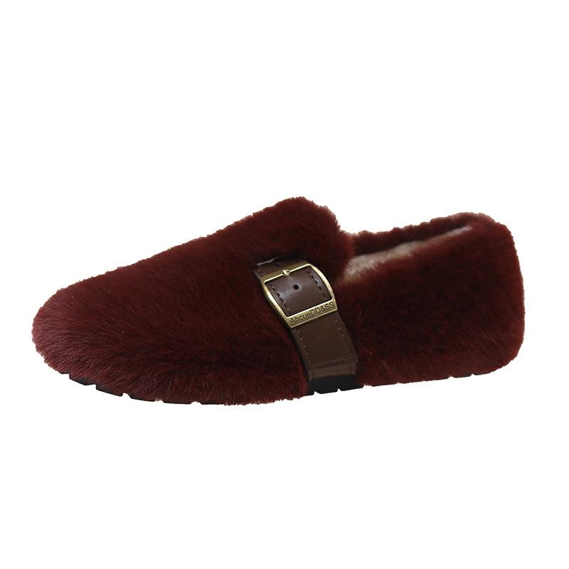 Chaussures Mao Mao Chaussures Doudou Nouvelles Hiver pour Femmes Chaussures Plates Chaudes en Peluche Vent Féerique Chaussures en Coton pour Femmes