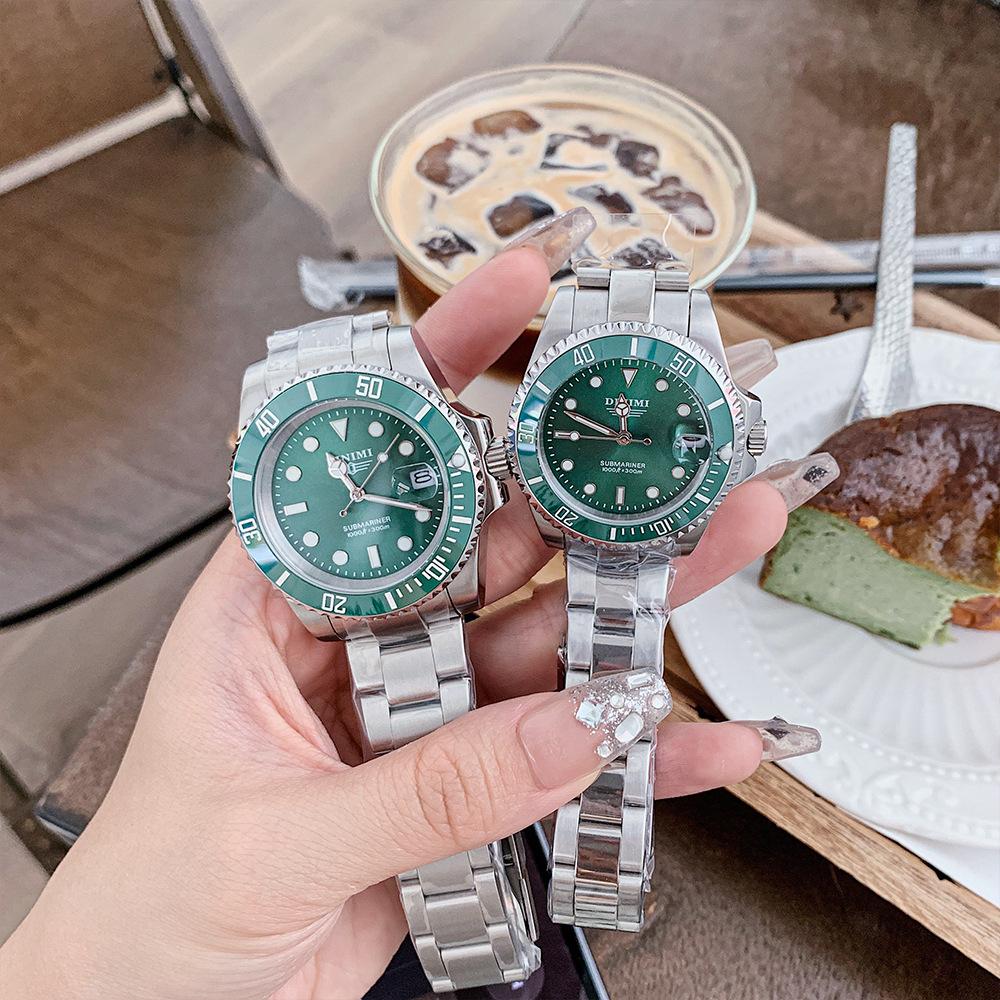 

Механические часы для пары Атмосферные стальные водонепроницаемые поясные календарные спортивные мужские часы Темпераментные женские часы