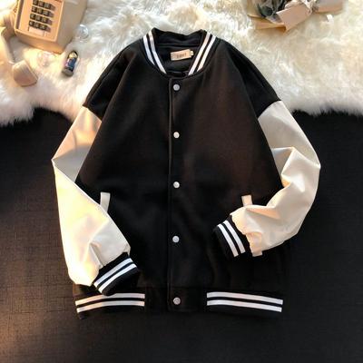 Chaqueta de Béisbol Vintage para Mujer Moda Coreana Universitaria Chaquetas Varsity Negras Abrigo Bomber Femenino Streetwear Oversize