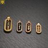 24k Gold-Plated Tibetan Nine-Eyed Dzi Bead Pendant Necklace with Zircon Inlay