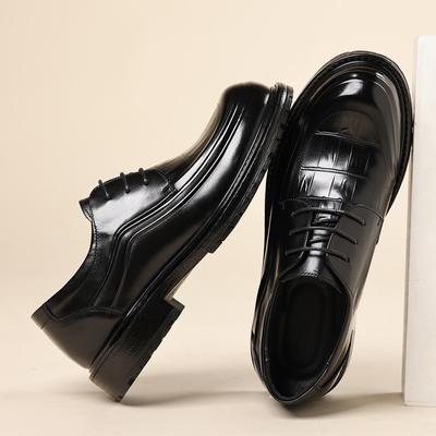 Chaussures Business Décontractées en Cuir pour Homme, Chaussures Formelles à Semelles Épaisses en Cuir Véritable pour Homme, Chaussures Derby en Cuir de Vachette Pur à Grosse Tête, Luxe Léger