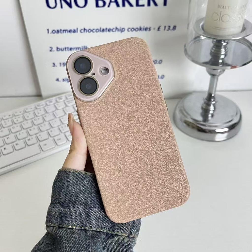 Solid color matte lychee leather pattern is suitable for Apple 17ProMax new crystal mobile phone case iPhone16promax.