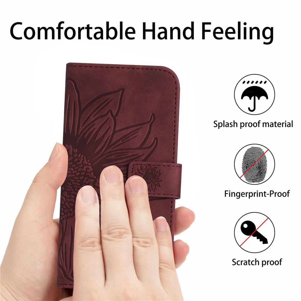 HT04 For Samsung Galaxy A06 4G Case Sunflower Leather Wallet Phone Cover with Wrist Strap