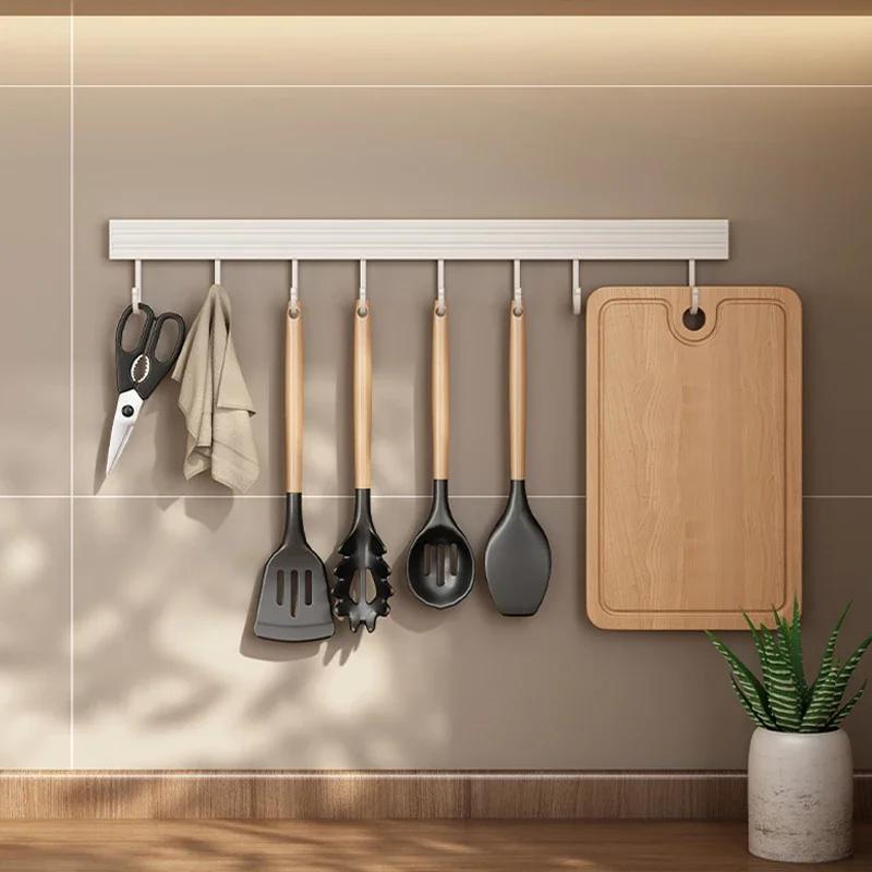 20/30/40/50CM Kitchen Hook Rack Punch-free Wall Mounted Storage Racks For Cup Kitchenware Home Bathroom Kitchen Accessories