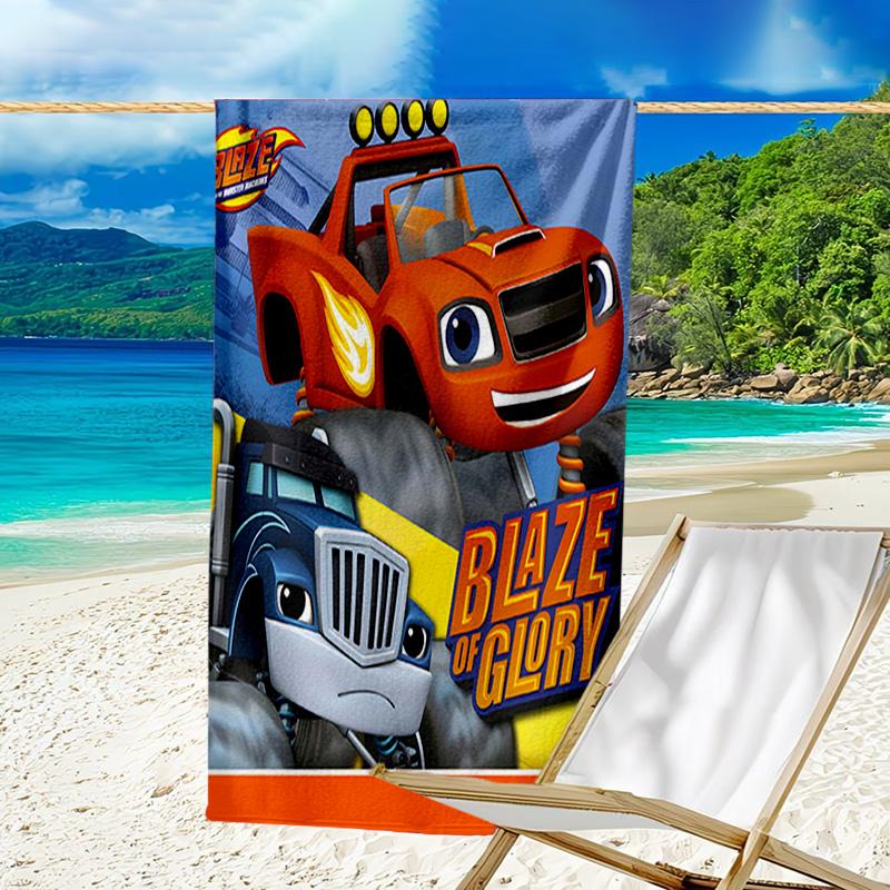 1 Stück Blaze und die Monster-Maschinen (4) Strandtuch, Strand- und Meeresufer-Schwimmbadausstattung, Modisches Muster, Rechteckig, Reiseutensilien