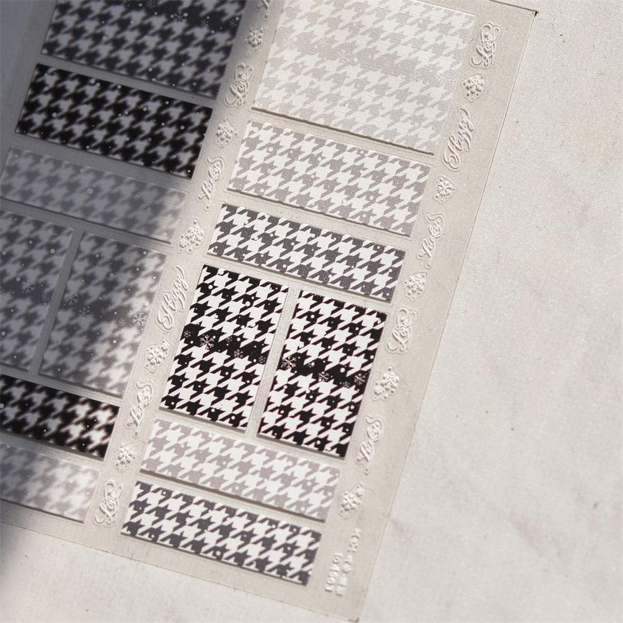 Luxury Black French Curve 5D Nail Art Sticker Asymmetric Artistic Lines Broken Pattern Fragments Self Adhesive Manicure Decal