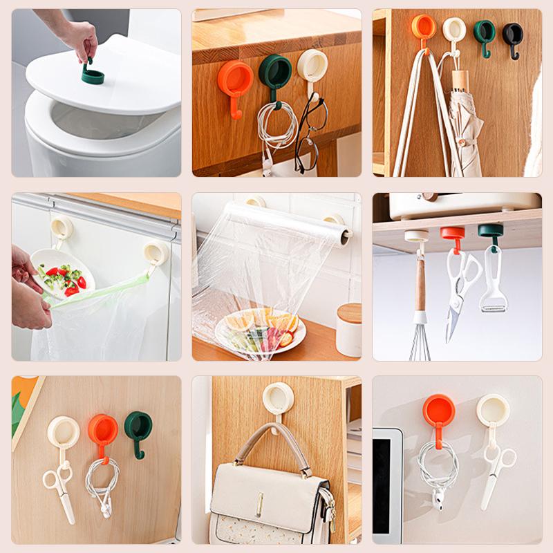 1/4 PCS Rotating Hooks Strong Adhesive Sticking Wall Kitchen Cute Hook Seamless No Punch Sticky Hook Key Holder Bathroom Organizer Rack