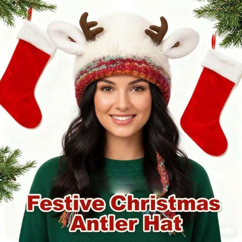 New Fur Deer Storage Hat Ear Protection Warm Festival Christmas Antler Hat Windproof Elastic Earmuffs Hat Outdoor