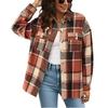 Women's Checkered Button Long Sleeved Loose Casual Shirt Jacket