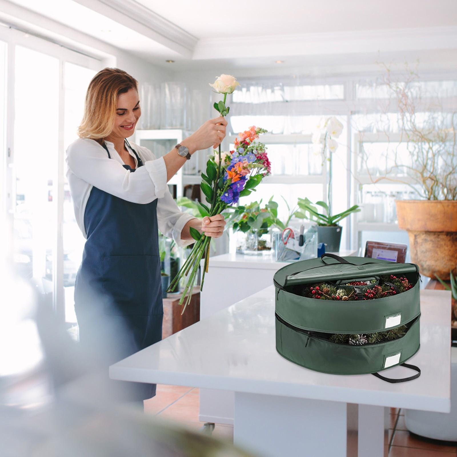 

Double Layer Christmas Wreath Storage Bag 24 Inch Storage Bag With Compartments зелений