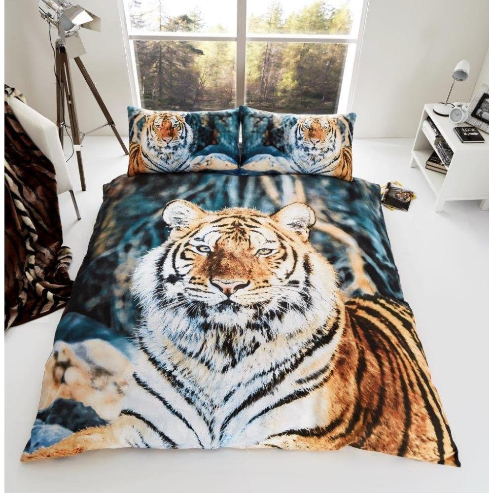 

tiger duvet cover set Super-King Queen Duvet Cover Set Breathable Machine Wash single double home decor US Twin(172x218cm)
