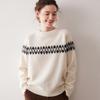 2025 Autumn/Winter Women's Thickened Cashmere Jacquard Slim Fit Knitwear Long Sleeve Round Neck Sweater