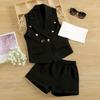 Girls' Fashion Suit Summer Children's Suit Sleeveless Top White Strapless Cuffed Shorts 3-piece Suit