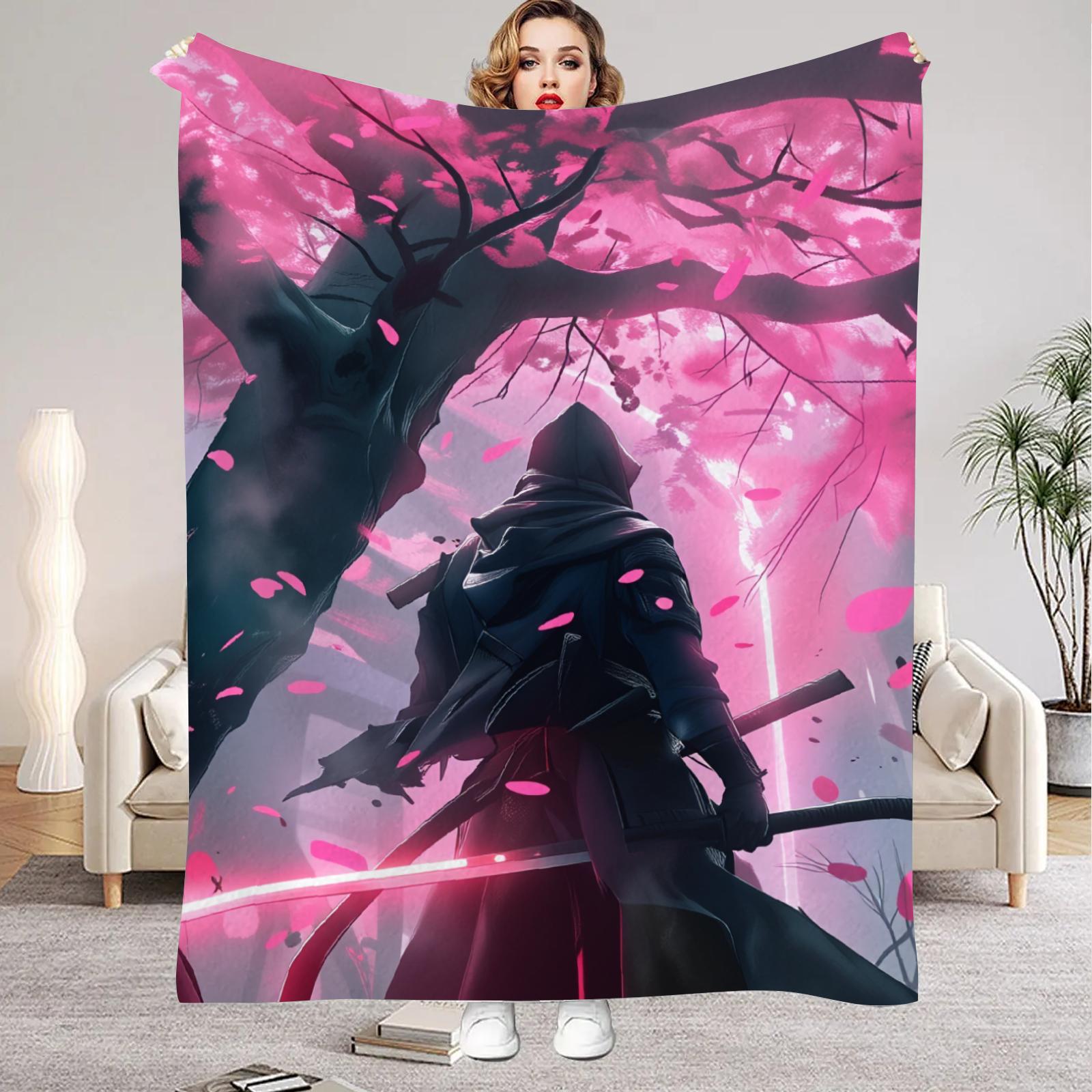 

1Pc Digital Printed Japanese Samurai Flannel Blanket Mattress Cover Blanket for Family BedsSofasOfficesOutdoor Camping 75x100cm (30x40inch)