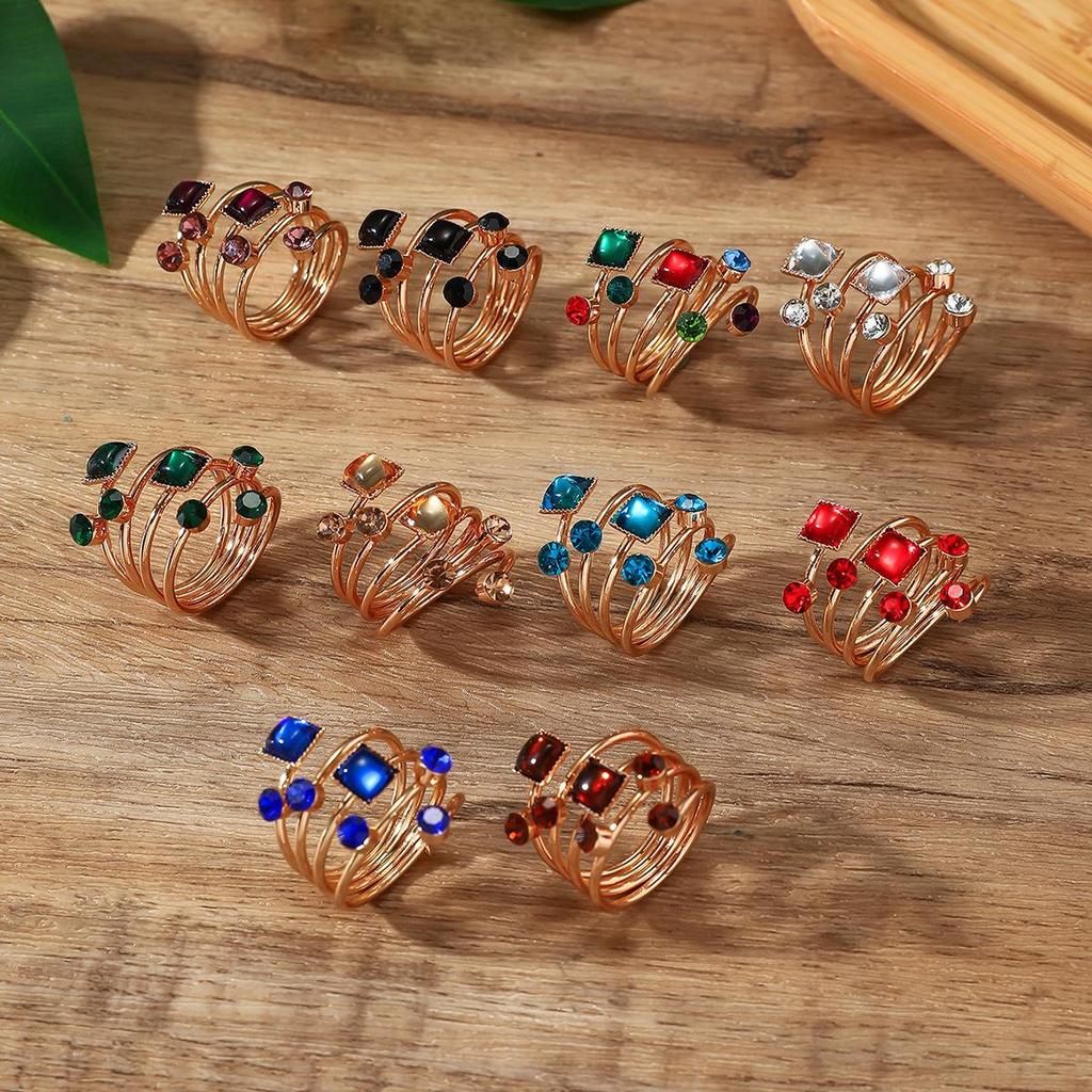 Trendy Crystal Geometric Scarf Buckle & Versatile Wrap Ring