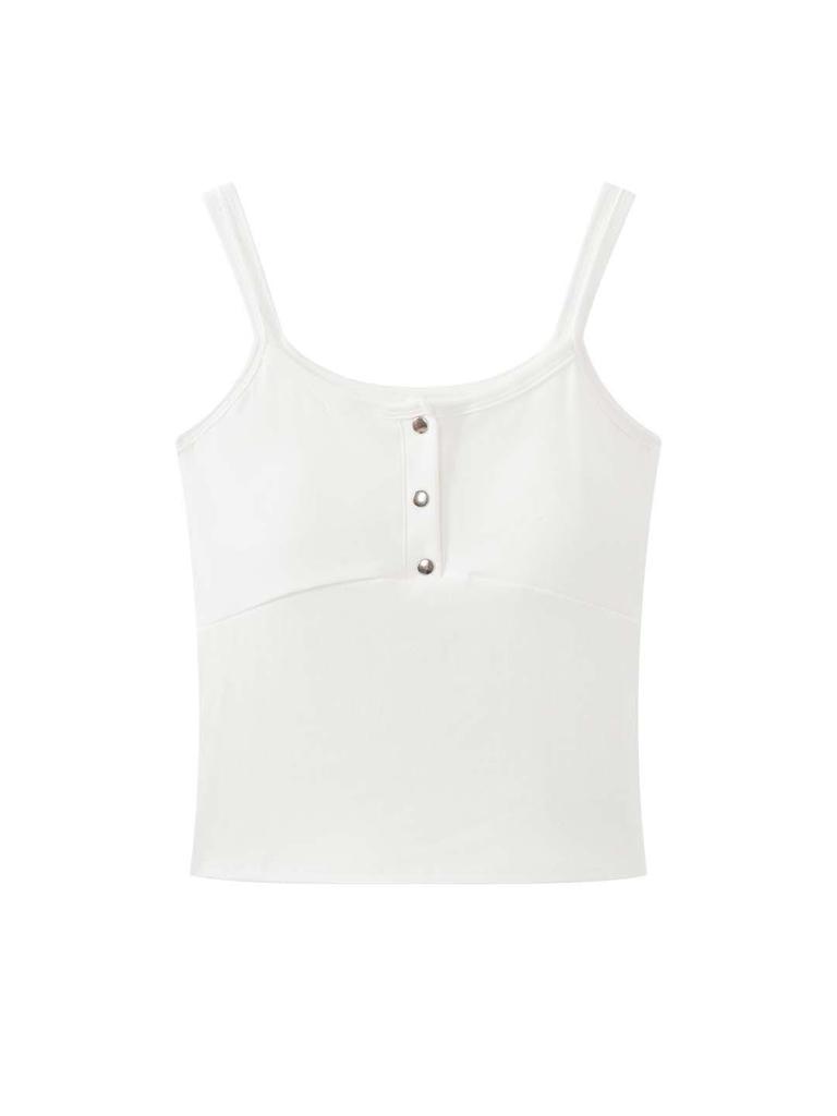 Louvre Spring Double Strap Buttoned Camisole Slimming Top