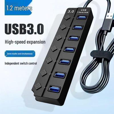7-Port USB 3.0 Hub with Independent Switches and High-Speed Expansion