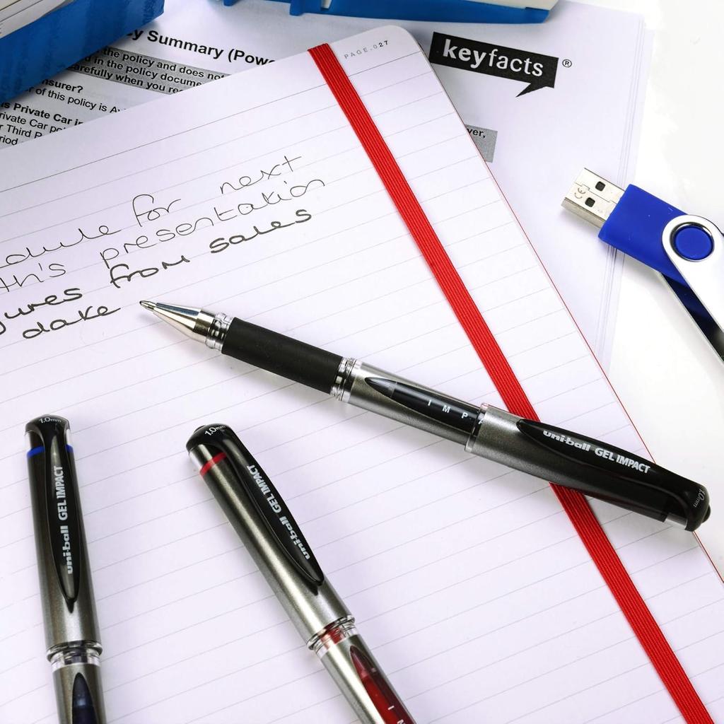 Uni-Ball UM-153S Gel Impact 1.0 Mm Blue Ink Gel Pens Pack of 5 for Office, Home & School Writing