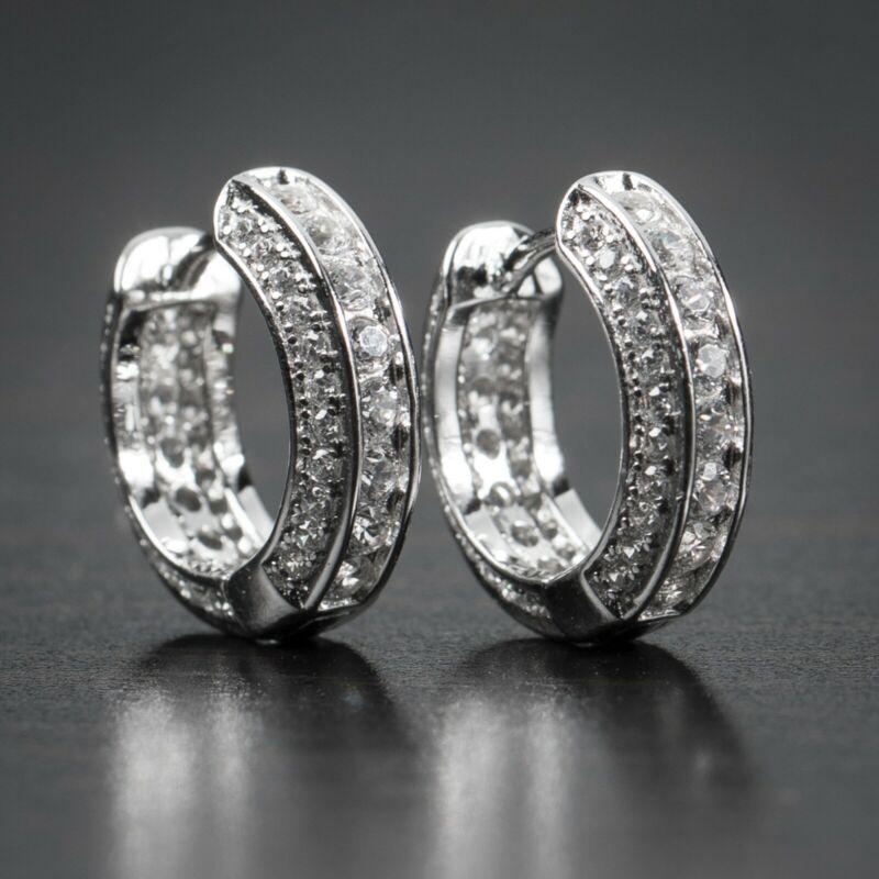 Double Row Sparkling Hoop Earrings for Women Classic Style