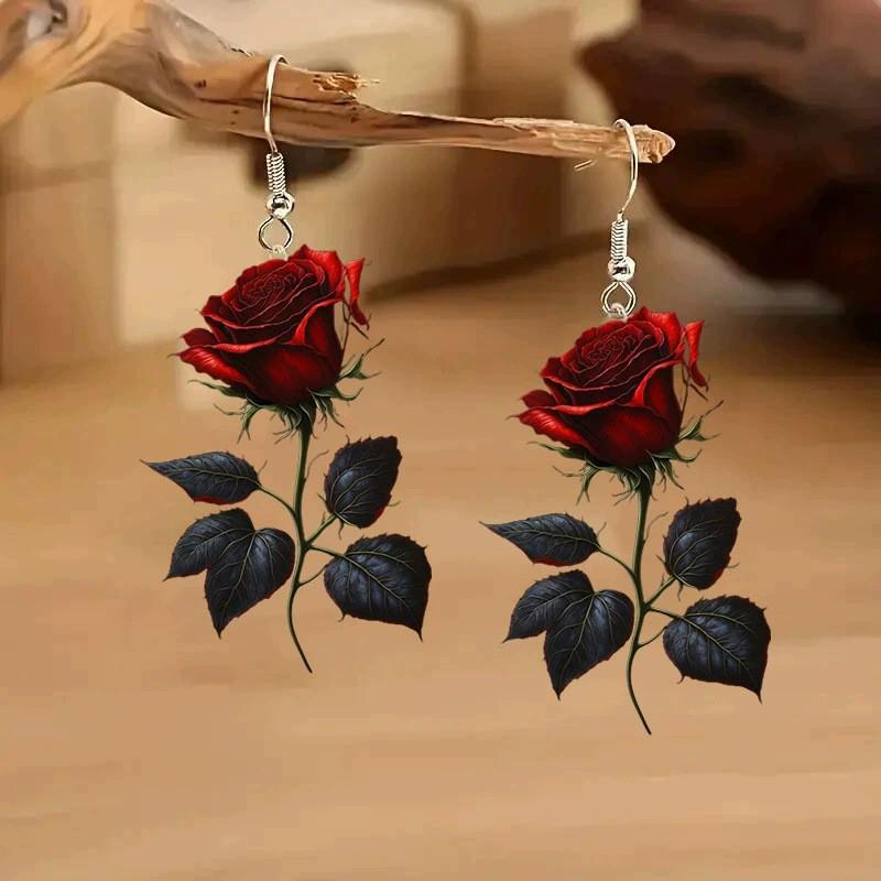 Acrylic Rose Earrings: Japanese Floral Jewelry for Christmas, Valentine's, Mother's Day