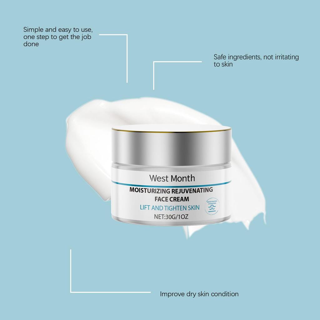 West&Month Facial Nourishing Moisturizing Cream, Gently Moisturizes and Repairs Dry Skin, Hydrates and Moisturizes, Suitable for the Face, 30g
