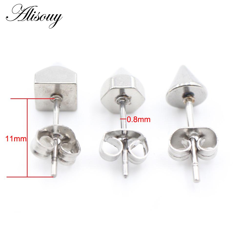 Alisouy 2 STÜCKE Edelstahl Kreuz Sechseck Kegel Spike Quadratisch Rund Ohrstecker Ohrringe Tragus Piercing Fake Taper Für Männer Frauen